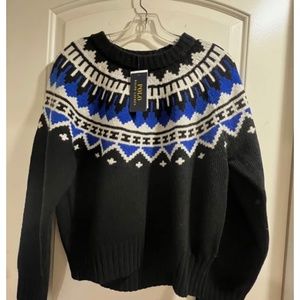 NWT Polo Ralph Lauren Fair Isle Black Sweater Women Size Small